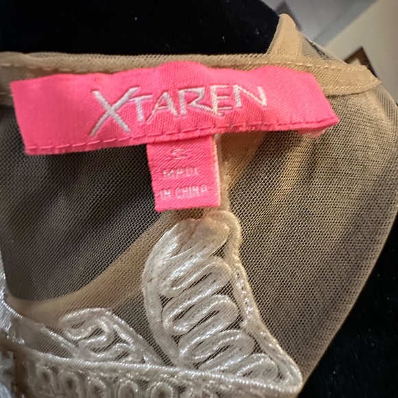 Xtaren unique dress. Embroidery on mesh top with flowy bottom, Adult Sz Small - Picture 6 of 8